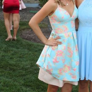 Light blue floral homecoming dress